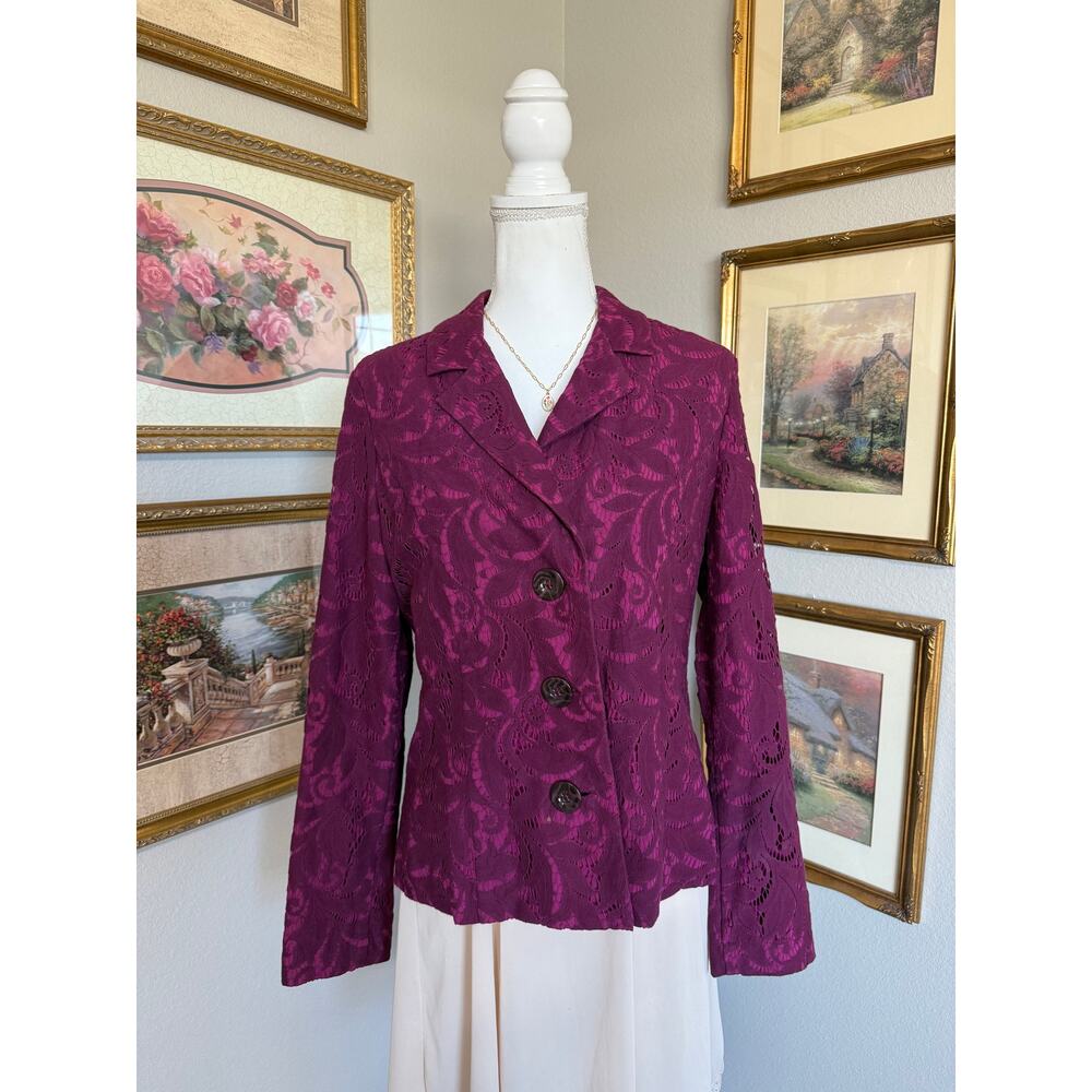 Magenta Lace Floral Buttonup